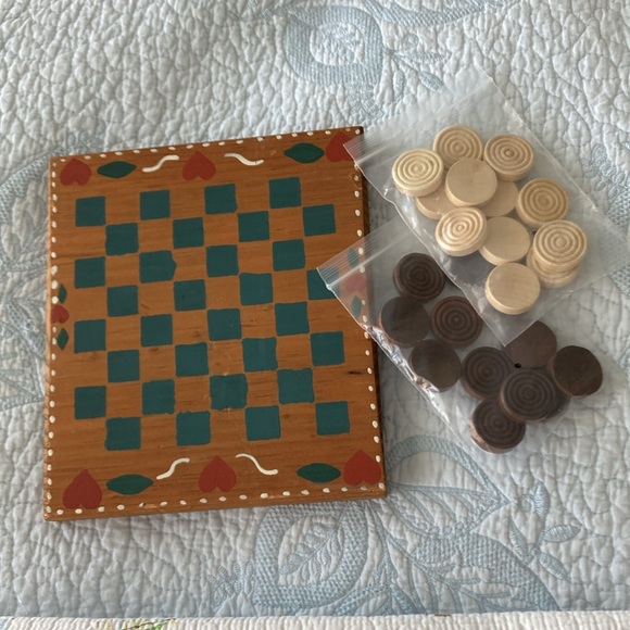 Handcrafted Wood Checkerboard. Checkers are included ❗️🏁 - Picture 2 of 5